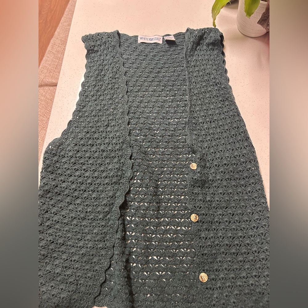 Crocheted cotton blend vintage vest